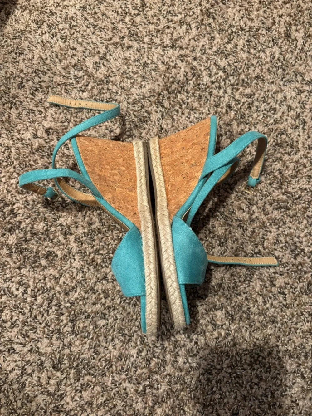 JustFab Turquoise Suede Espadrille Wedge Sandals